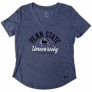 women's Under Armour heather navy short sleeve v-neck t-shirt Penn State University